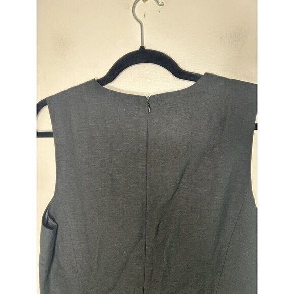 Harve Benard Women's Sleeveless Button Down Linen Blend Solid Black Size 12 - Picture 8 of 13